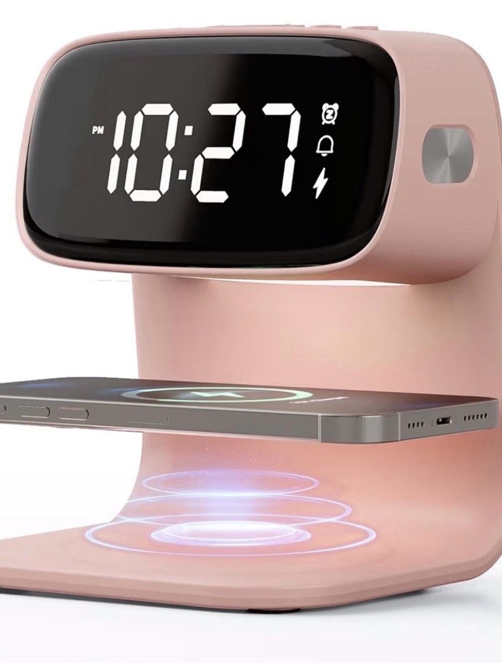 Bedside Wireless Charger LED Digital Alarm Clock Night Light